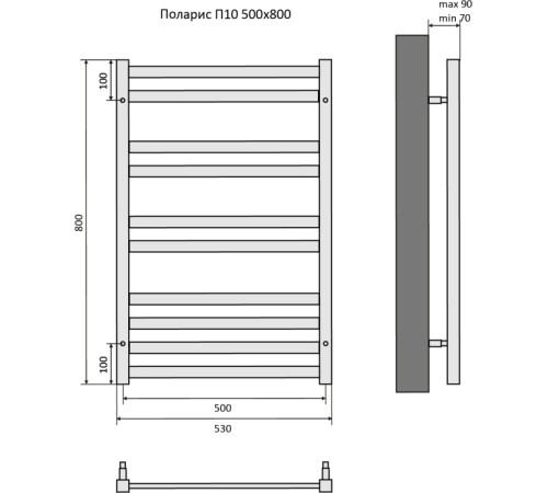 Полотенцесушитель водяной Aquatek Поларис П10 500x800 мм хром AQ KO1080CH
