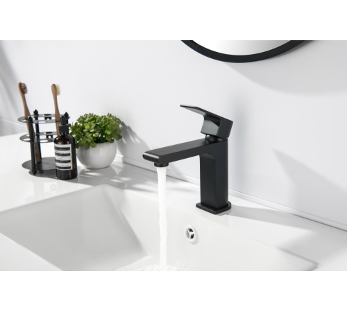 Смеситель для раковины Aquanet Лира 103 мм без донного клапана матовый черный AQ1410MB