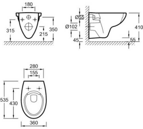 Унитаз подвесной безободковый Jacob Delafon Patio EDV102-00