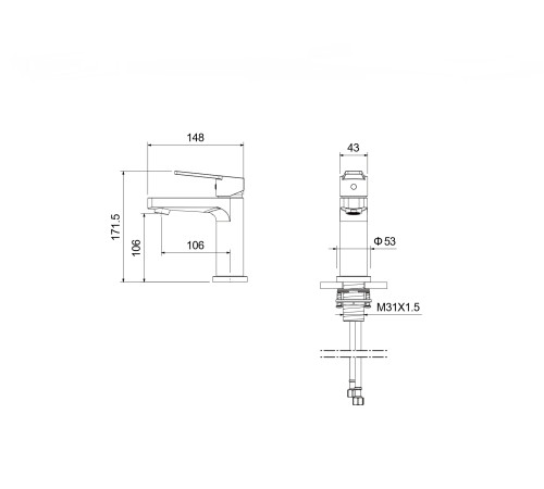 Смеситель для раковины Aquanet Лугано 106 мм без донного клапана хром AQ1710CR