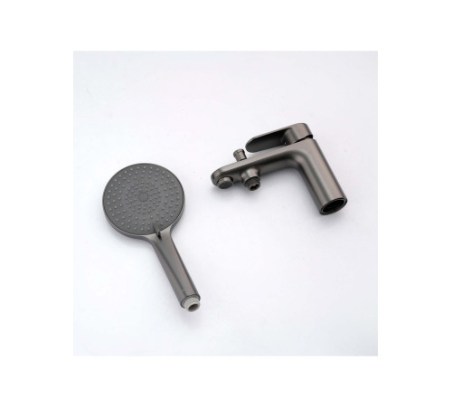 Смеситель на борт ванны Aquanet Ника на 1 отверстие оружейная сталь AQ1844BGM