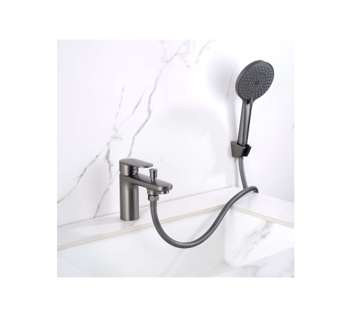 Смеситель на борт ванны Aquanet Ника на 1 отверстие оружейная сталь AQ1844BGM