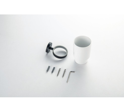 Стакан с держателем Aquatek БЕТТА матовый черный AQ4604MB