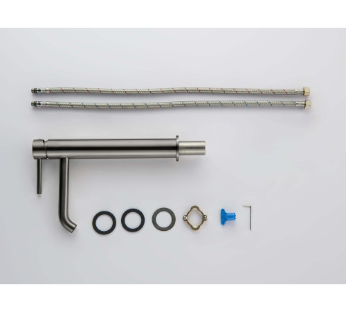 Смеситель для раковины высокий Aquanet Europa 215 мм без донного клапана оружейная сталь AQ1304BGM