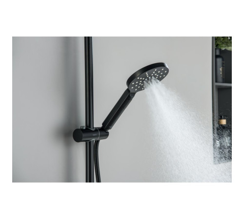 Душевая система со смесителем для душа Aquanet Бетта 220 мм матовый черный AQ2160MB