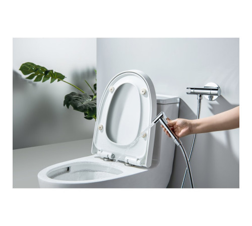 Комплект для гигиенического душа термостатический встроенный Aquanet Oberon смеситель, лейка, шланг, хром AQ1027CR