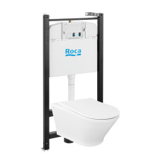 Комплект инсталляции с подвесным унитазом Roca The Gap Round Rimless и сиденьем Supralit микролифт 893105000