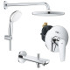 Душевая система GROHE Tempesta 250 со смесителем BauEdge и изливом для ванны 1000190