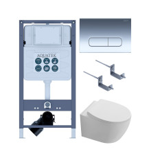 Комплект инсталляции 4 в 1 AQUATEK Сириус PNS-07 (рама INSP-0000001, унитаз AQ1582T-00, кнопка PNS-0000007) СИРИУС PNS-07