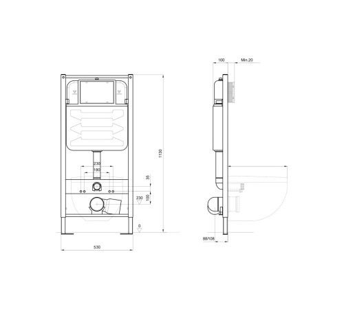 Комплект инсталляции 4 в 1 AQUATEK Сириус PNS-07 (рама INSP-0000001, унитаз AQ1582T-00, кнопка PNS-0000007) СИРИУС PNS-07