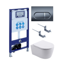 Инсталляция с унитазом AQUATEK Европа 4 в 1 рама INS-0000025 кнопка KDI-0000050 унитаз AQ1106L-00 New-050