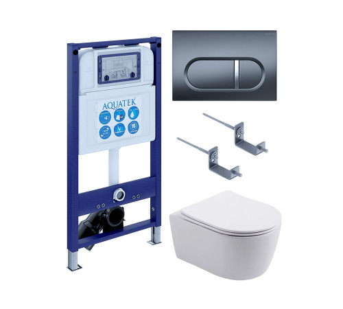 Инсталляция с унитазом AQUATEK Европа 4 в 1 рама INS-0000025 кнопка KDI-0000050 унитаз AQ1106L-00 New-050