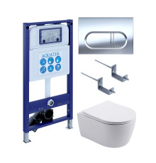 Инсталляция с унитазом AQUATEK Европа 4 в 1 рама INS-0000025 кнопка KDI-0000043 унитаз AQ1106L-00 New-043