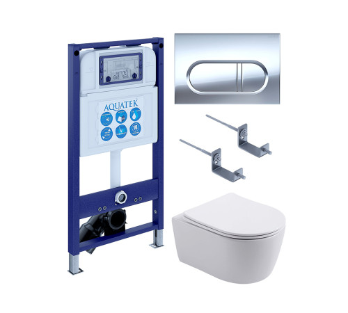 Инсталляция с унитазом AQUATEK Европа 4 в 1 рама INS-0000025 кнопка KDI-0000043 унитаз AQ1106L-00 New-043