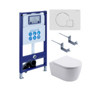 Инсталляция с унитазом AQUATEK Европа 4 в 1 рама INS-0000025 кнопка KDI-0000066 унитаз AQ1106L-00 New-066