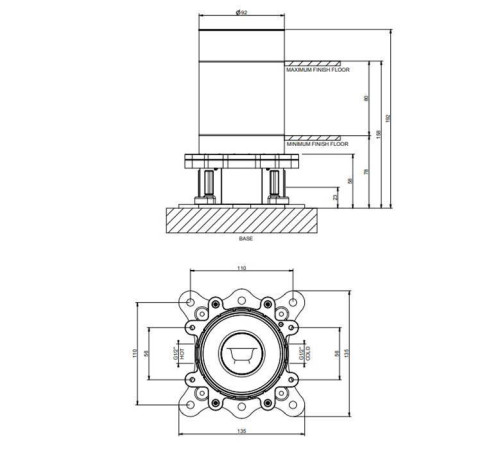 Встраиваемая часть для напольного смесителя Gessi Via Manzoni 38389#031