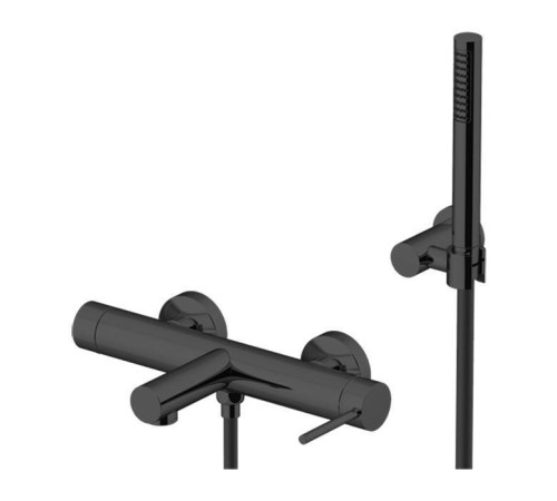 Смеситель для ванны Gattoni Circle One настенный с ручной лейкой черный матовый 9000/90NO