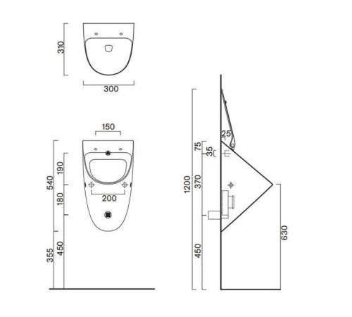 Писсуар Catalano Comfort 54x30 см с отверстием для крышки 0932541001