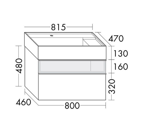 Тумба с раковиной Burgbad Yumo 81.5x47x48 см подвесная белый глянец SFMX082 F3193 C0001*1