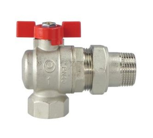 Кран шаровой угловой Gekon 1 ВР бабочка с американкой никелированный GK 7961 1