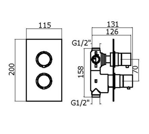 Смеситель для душа IXO Selection встраиваемый термостатический на 2 выхода хром XOT5020CR