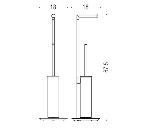 Стойка напольная с держателем туалетной бумаги и ершиком Colombo Design Mini PVD сталь B4018.HPS1