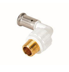 Угольник 90° пресс PVDF HENCO 16x1/2 НР белый 5PKW-1604