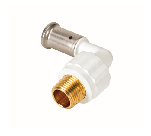 Угольник 90° пресс PVDF HENCO 16x1/2 НР белый 5PKW-1604