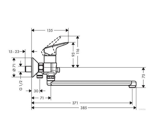 Смеситель для ванны однорычажный Hansgrohe Logis с длинным изливом хром 71402000