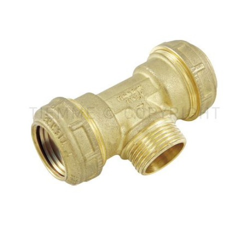 Тройник переходный компрессионный латунный Tiemme 25 мм х 3/4 НР х 25 мм 3410033
