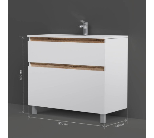 Тумба под раковину напольная AM.PM X-Joy 100 см 2 ящика белый глянец M85AFSX1002WG