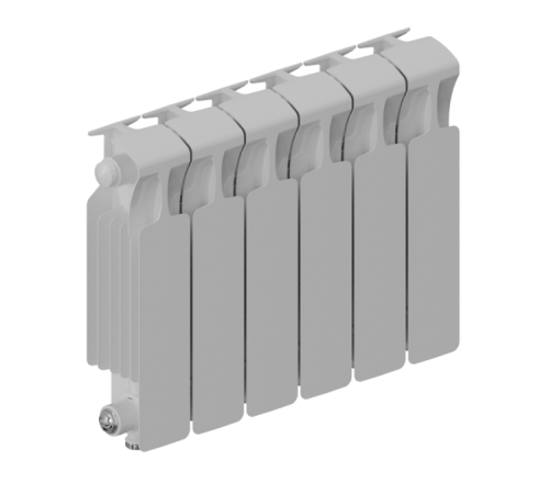 Радиатор биметаллический RIFAR MONOLIT VENTIL 300 7 секций нижнее подключение RAL 9016 MN-300-07-VR
