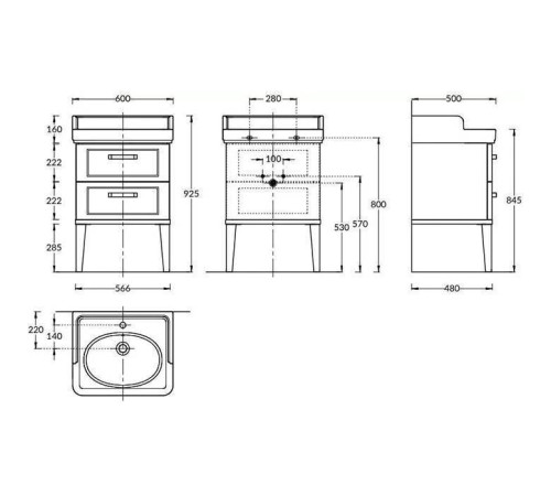 Тумба подвесная Kerama Marazzi Pompei 60 см 2 ящика белый глянцевый PO.M.60.2\WHT