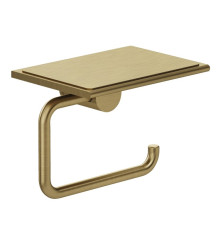 Бумагодержатель Kludi VELA R с полкой без крышки 139х100х111 мм золото брашированное 58971N0