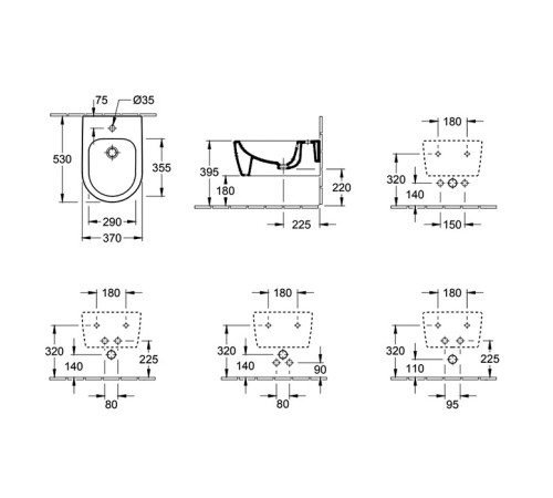 Биде подвесное Villeroy & Boch Avento 37х53 см альпийский белый 54050001