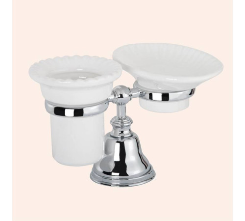 Держатель настольный с мыльницей и стаканом Tiffany World Harmony 141 керамика хром TWHA141cr