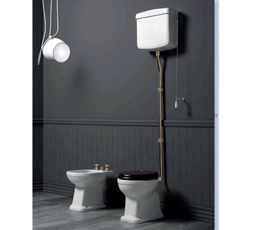 Унитаз напольный SIMAS Londra 60х36.5 см горизонтальный слив высокий бачок золото LO902bi/LO911bi/R01oro