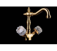Смеситель для раковины высокий Boheme Crystal двухвентильный бронза 312-CRST