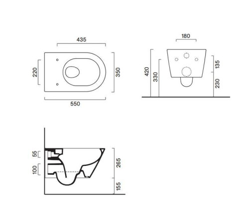 Унитаз подвесной Catalano Zero 55x35 см безободковый черный матовый 0111550022