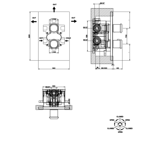 Встраиваемая часть термостатического смесителя Gessi 09269#031