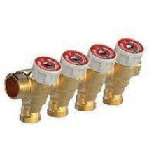 Коллектор сантехнический Giacomini R585C 3/4x1/2E на 3 выхода с вентилями R585CY063