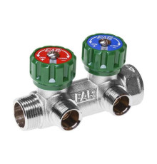 Коллектор латунный хромированный FAR 1 ВР-НР 2 отвода 3/4 НР Евроконус FK3821134