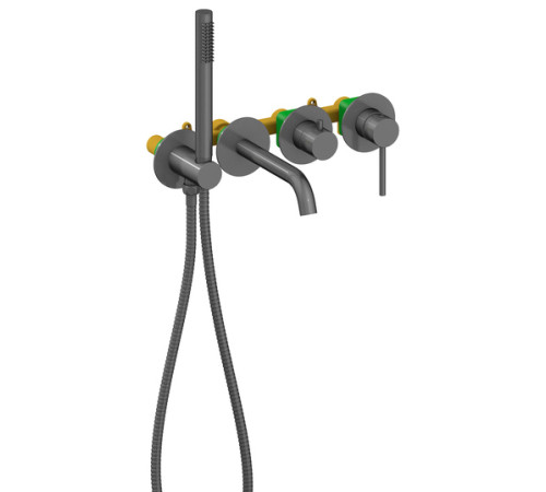 Смеситель для ванны Timo Saona настенный на 4 отверстия встраиваемый комплект черное золото 2314/18YSM