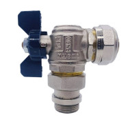 Кран шаровой угловой резьбозажимной Tiemme 32 мм x 1 ручка-бабочка синяя 1620013