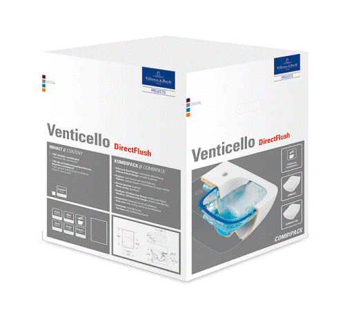 Унитаз подвесной Villeroy & Boch Venticello 375x560 мм CeramicPlus альпийский белый 4611RSR1