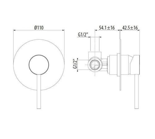 Смеситель для душа встраиваемый Gattoni Circle Two черный матовый 9130/91NO