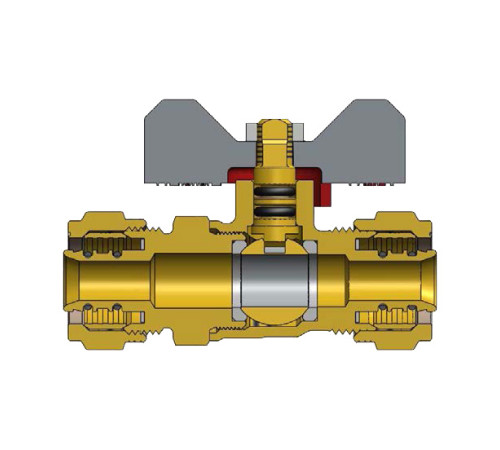 Кран шаровой резьбозажимной Tiemme 20х2.0 бабочка 1620003