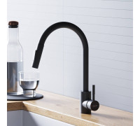Смеситель для кухни Dorff Logic с вытяжным изливом черный D3007522