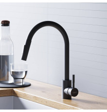 Смеситель для кухни Dorff Logic с вытяжным изливом черный D3007522