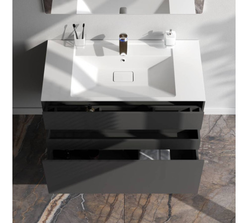 Тумба под раковину подвесная AM.PM Inspire V2.0 100 см 3 ящика графит матовый M50AFHX1003GM